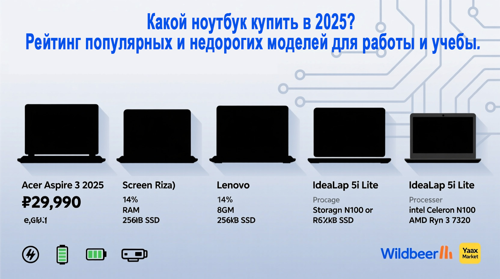 Топ-5 бюджетные ноутбуков в 2025 г. по отзывам россиян