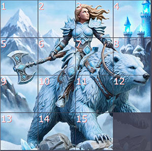 Пазлы пятнашки «Снежная воительница»