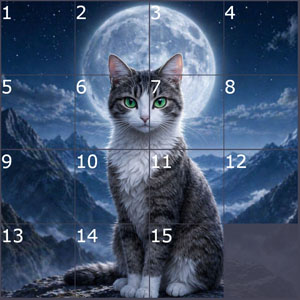 Пазлы пятнашки «Лунная Кошка»